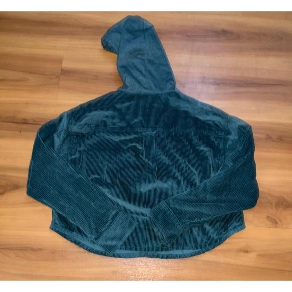 Womens American Eagle Corduroy Button Down Drawstring Crop Hoodie Top - Picture 3 of 6
